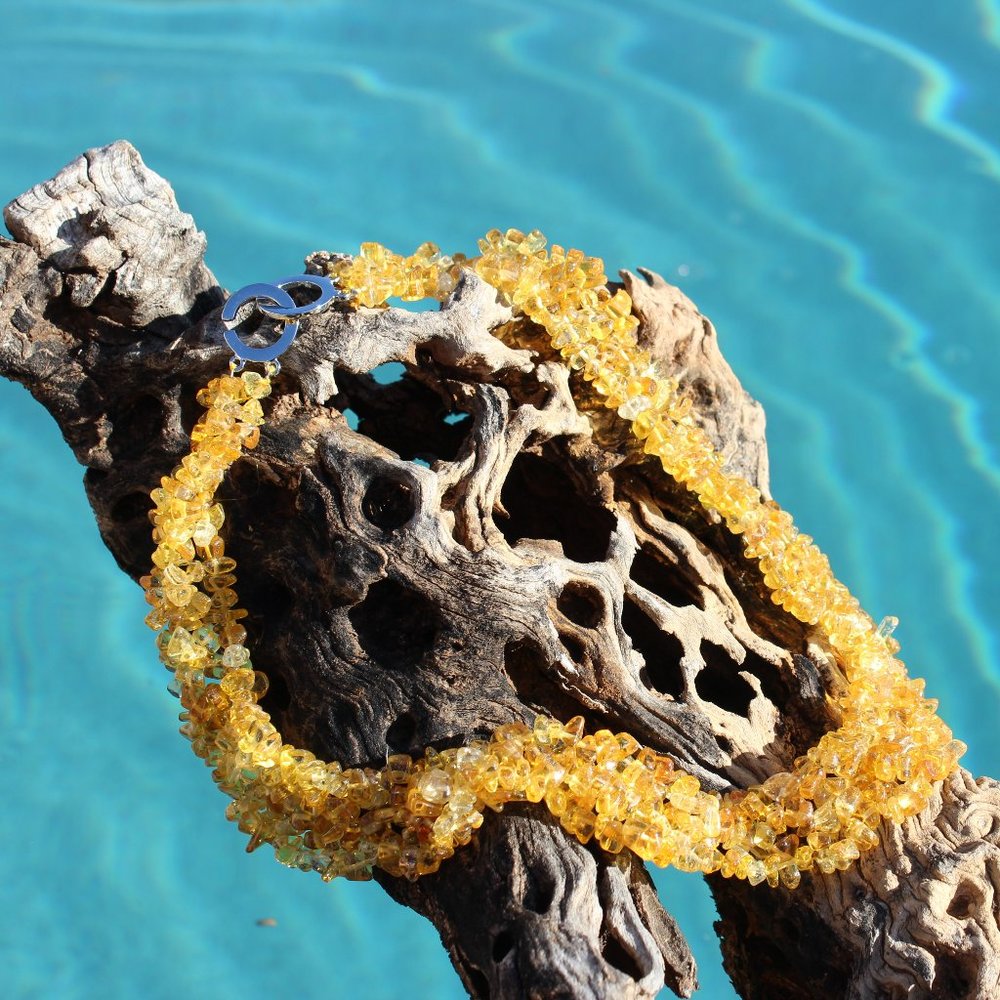 The Cleopatra Collection/ Yellow Mustard Glass Necklace